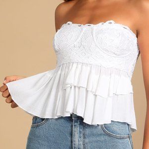 White Strapless Top by Lulus